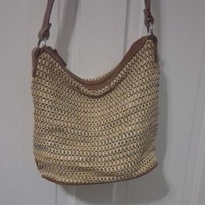 Stylish Tan and Brown Woven Shoulder Bag